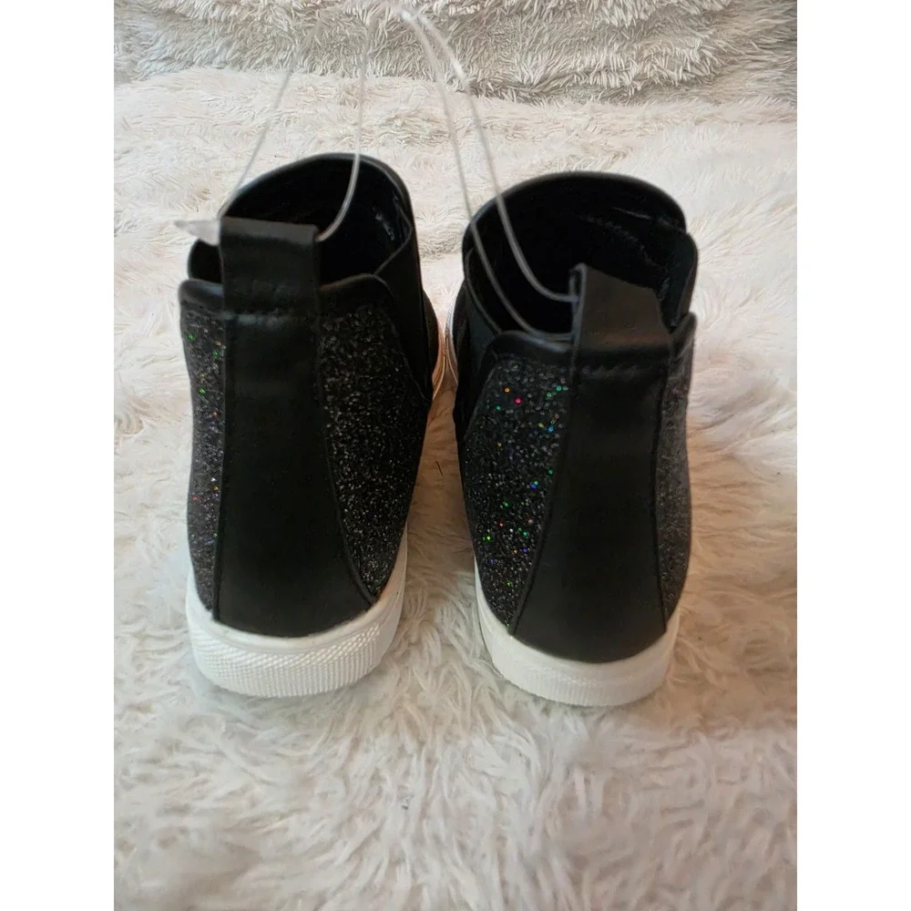 NWT Good Days Only Kids Chelsea Sneaker Boots - Black Suede & Glitter - Size 12
